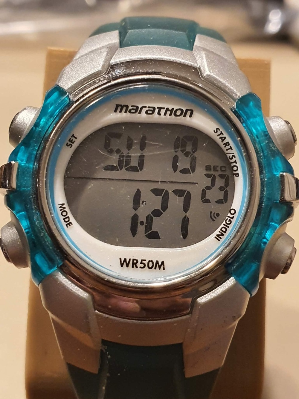 🦋10/$20🦋 Marathon Silver/Blue Resin Digital Alarm Chrono Women's Watch